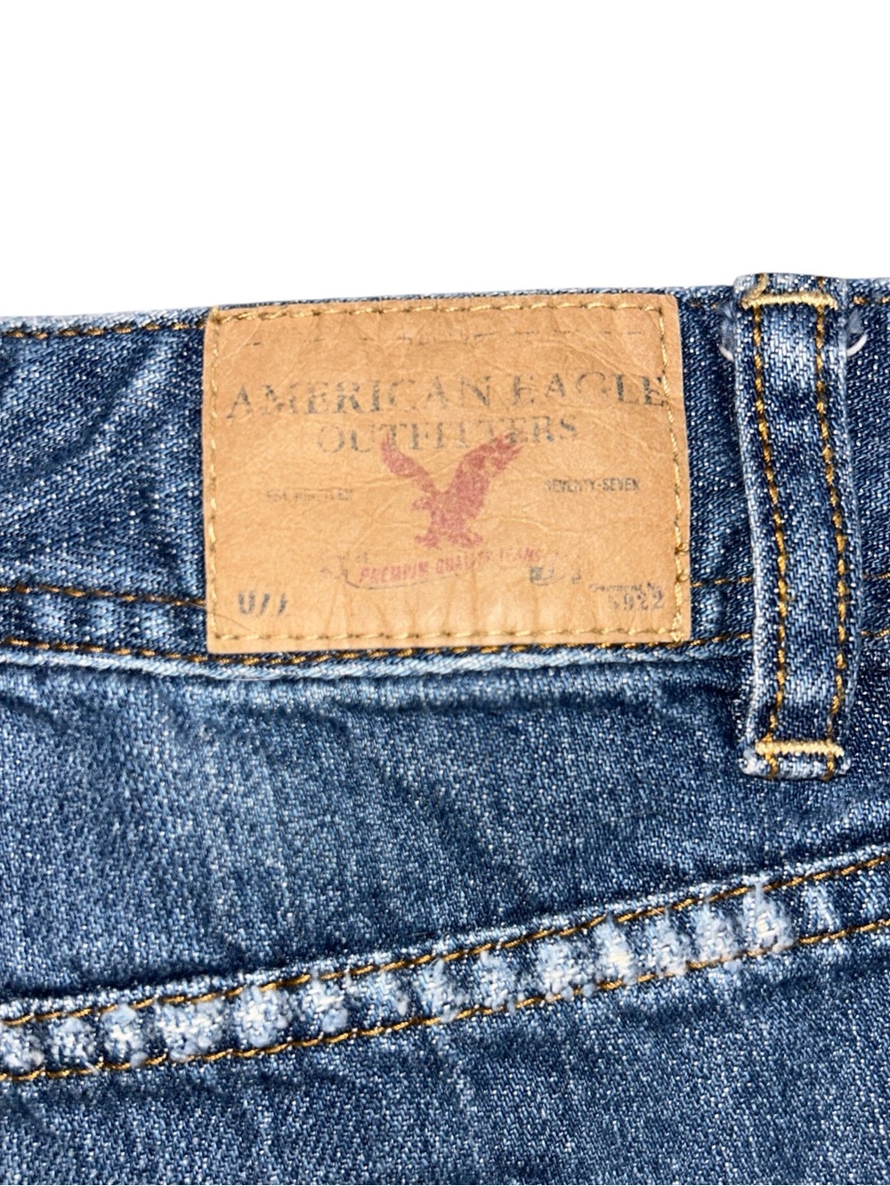 Y2K American Eagle Micro Shorts Distressed Embroidered Raw Hem Women’s Size 12 - Picture 5 of 6